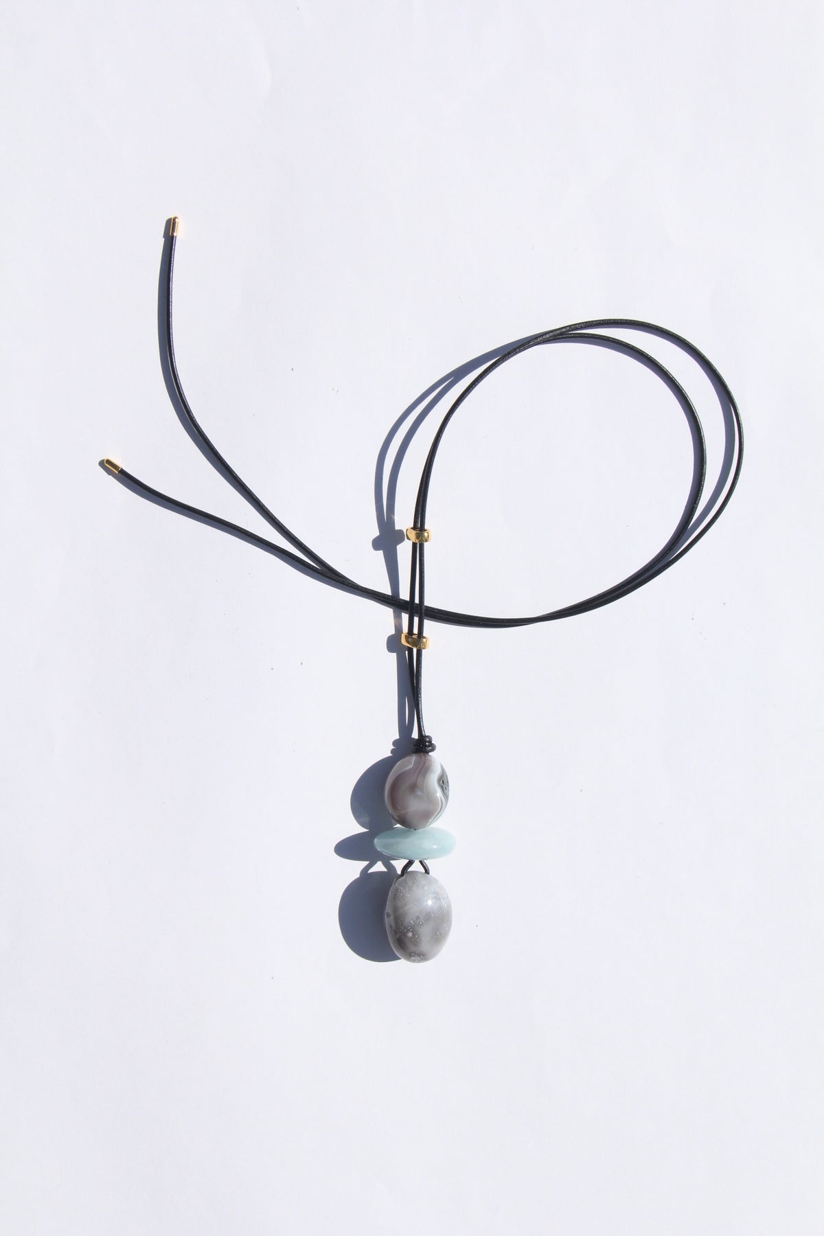 Necklace: persian agate, aquamarine