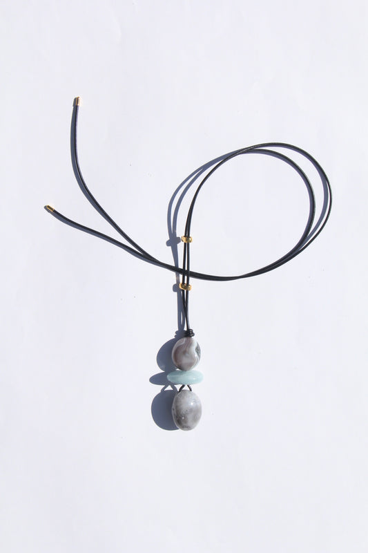 Necklace: persian agate, aquamarine