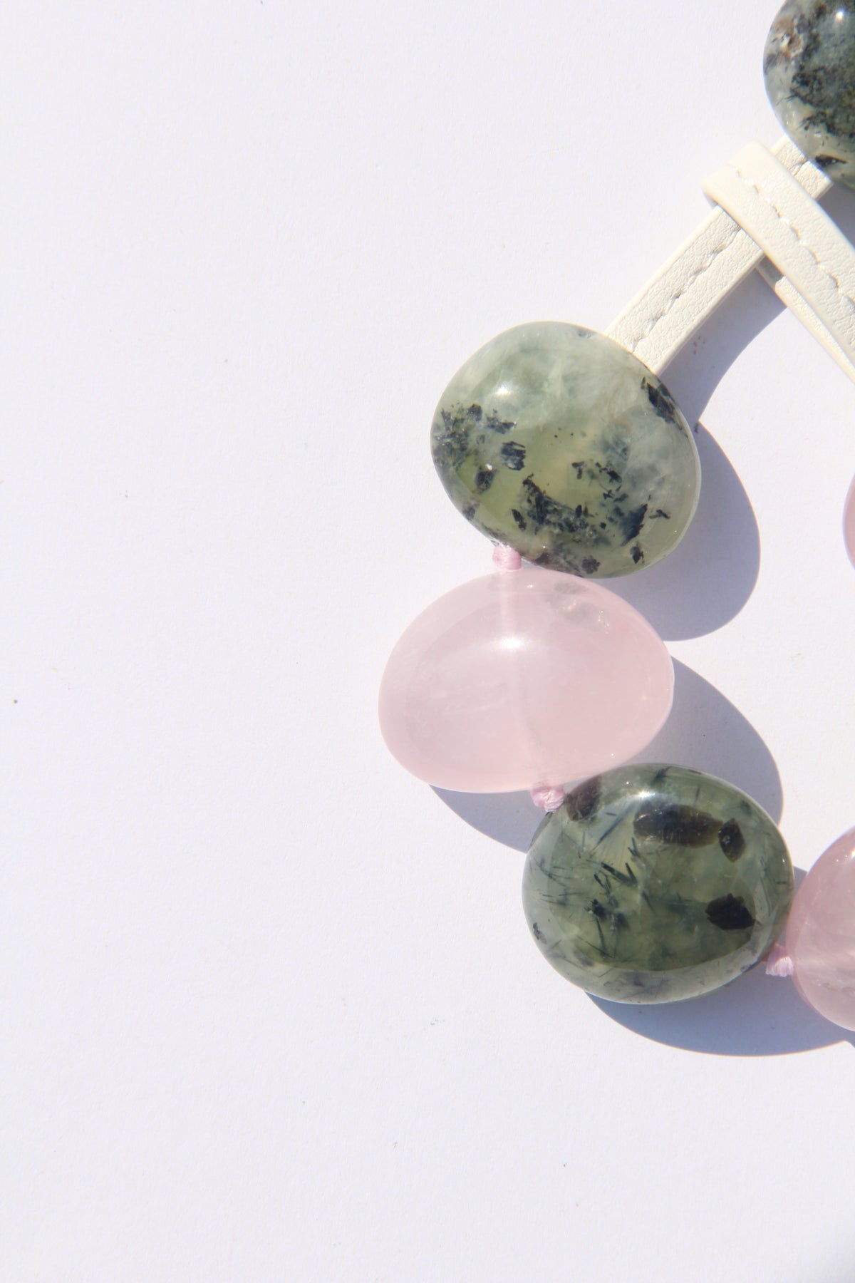 Bracelet: rose quartz, prehnite