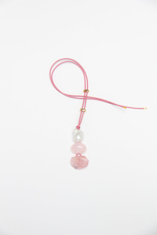 Pendant: pearl, rose quartz, morganite