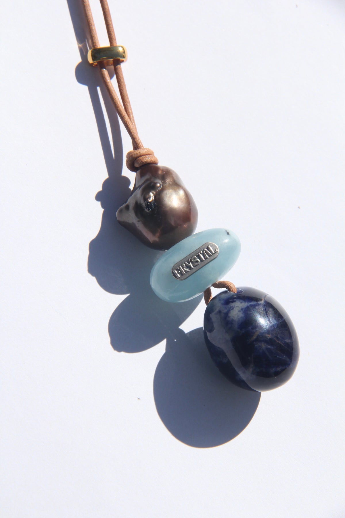 Necklace: pearl, aquamarine, blue vein stone