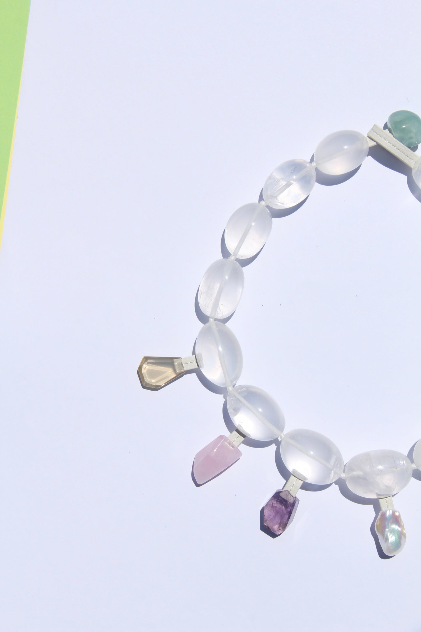 Charms: quartz, citrine, morganite, amethyst, pearl
