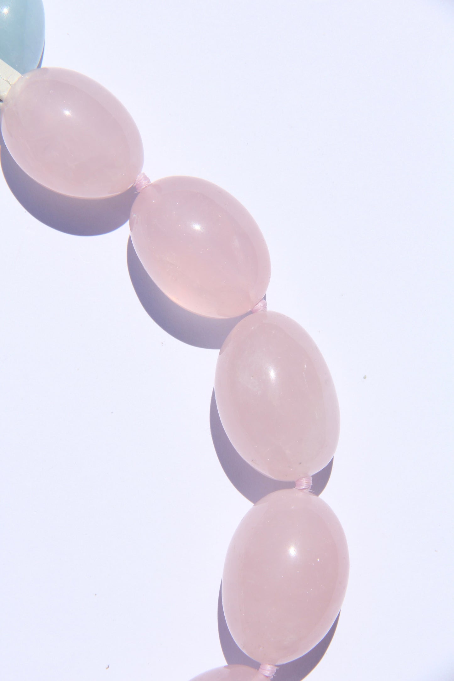 Charms: rose quartz, morganite, pearl, amethyst