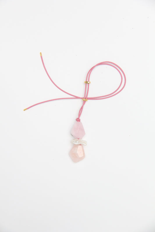 Pendant: morganite, pearl