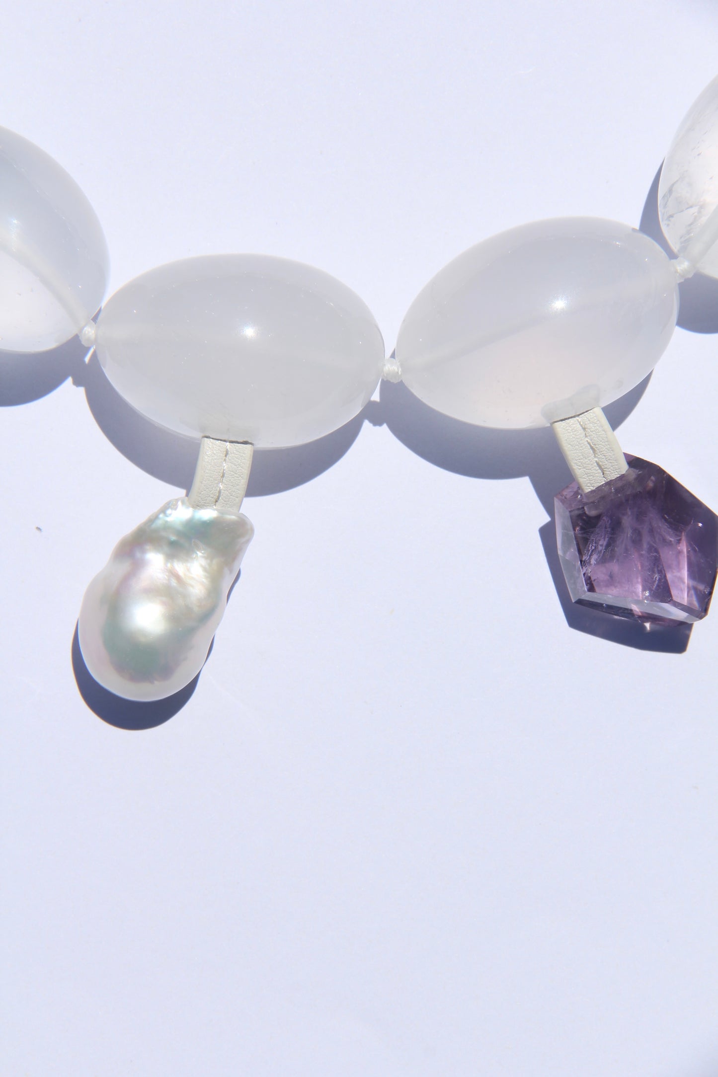 Charms: quartz, morganite, pearl, amethyst