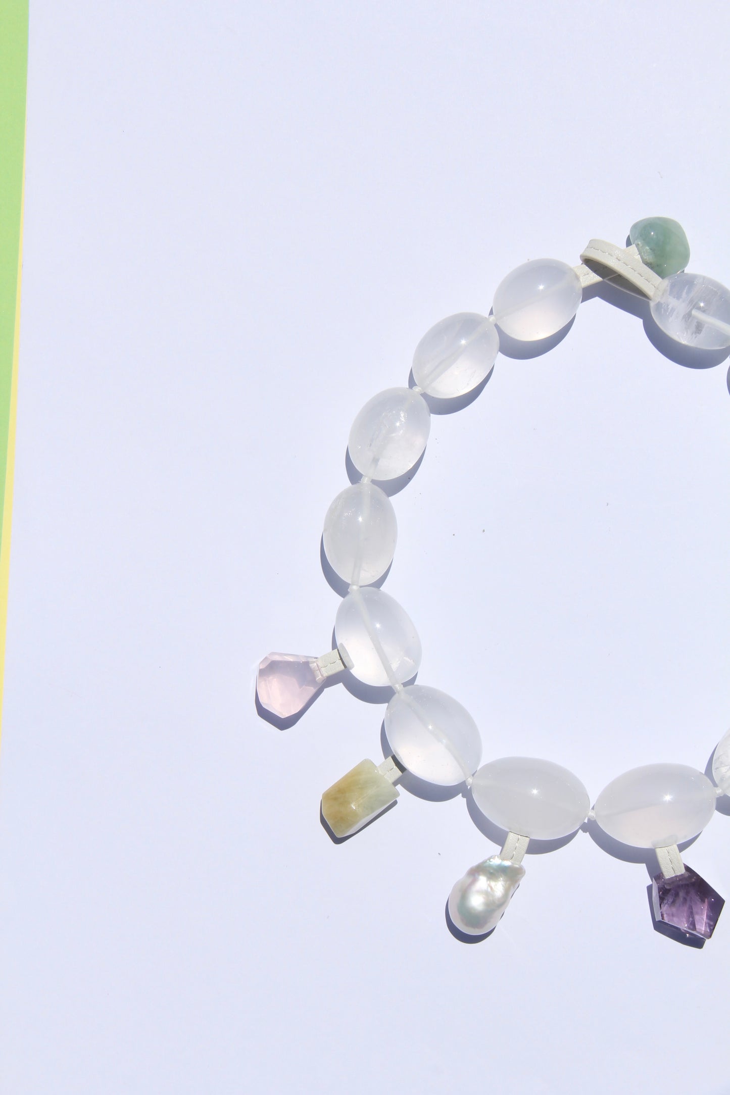 Charms: quartz, morganite, pearl, amethyst