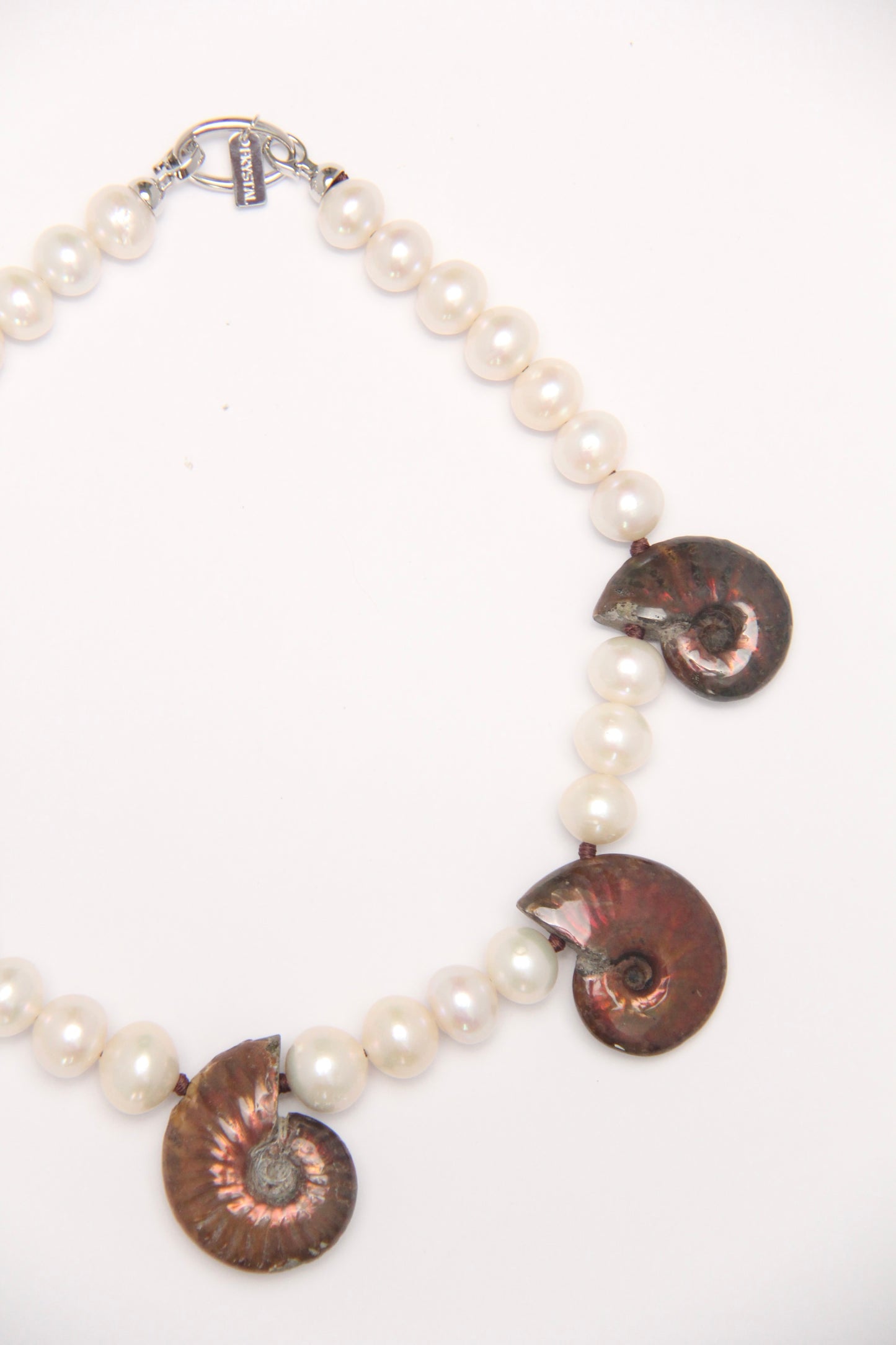 Necklace: Ammonite, pearls
