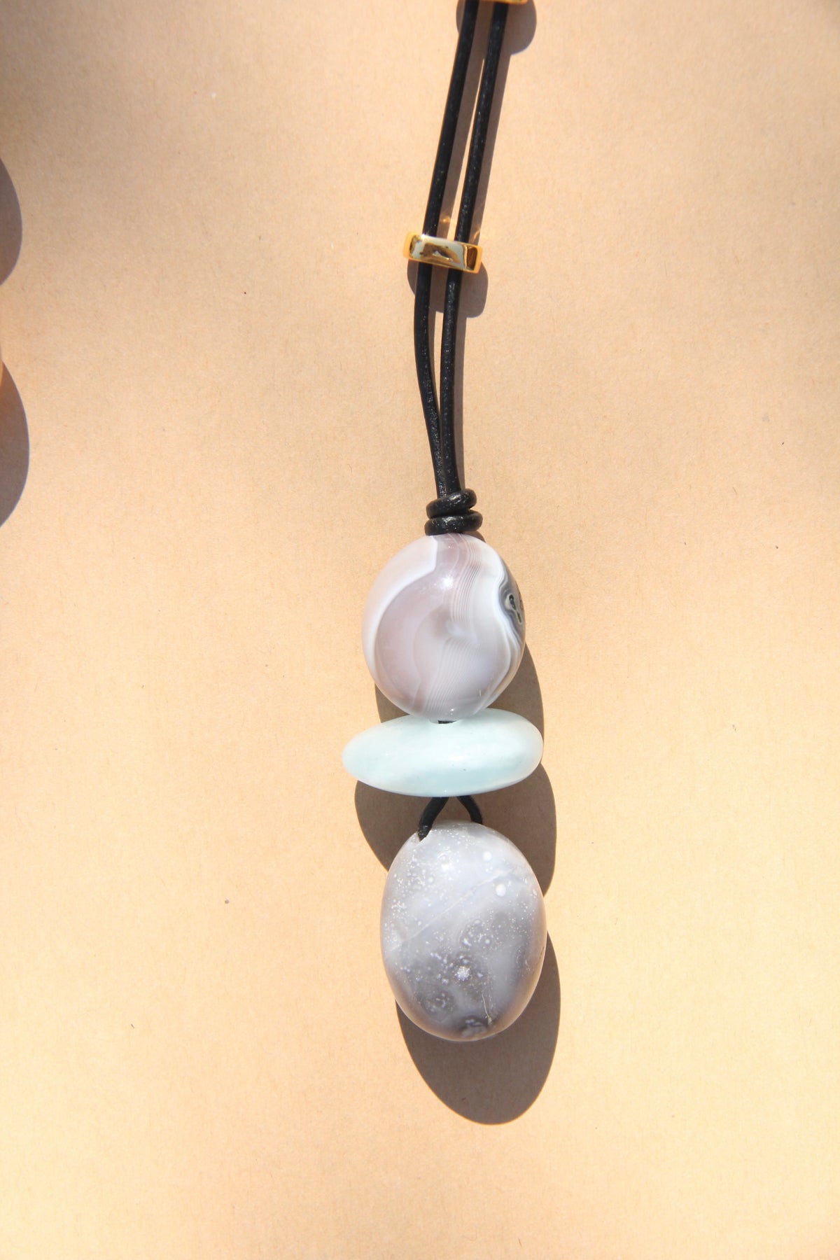 Necklace: persian agate, aquamarine