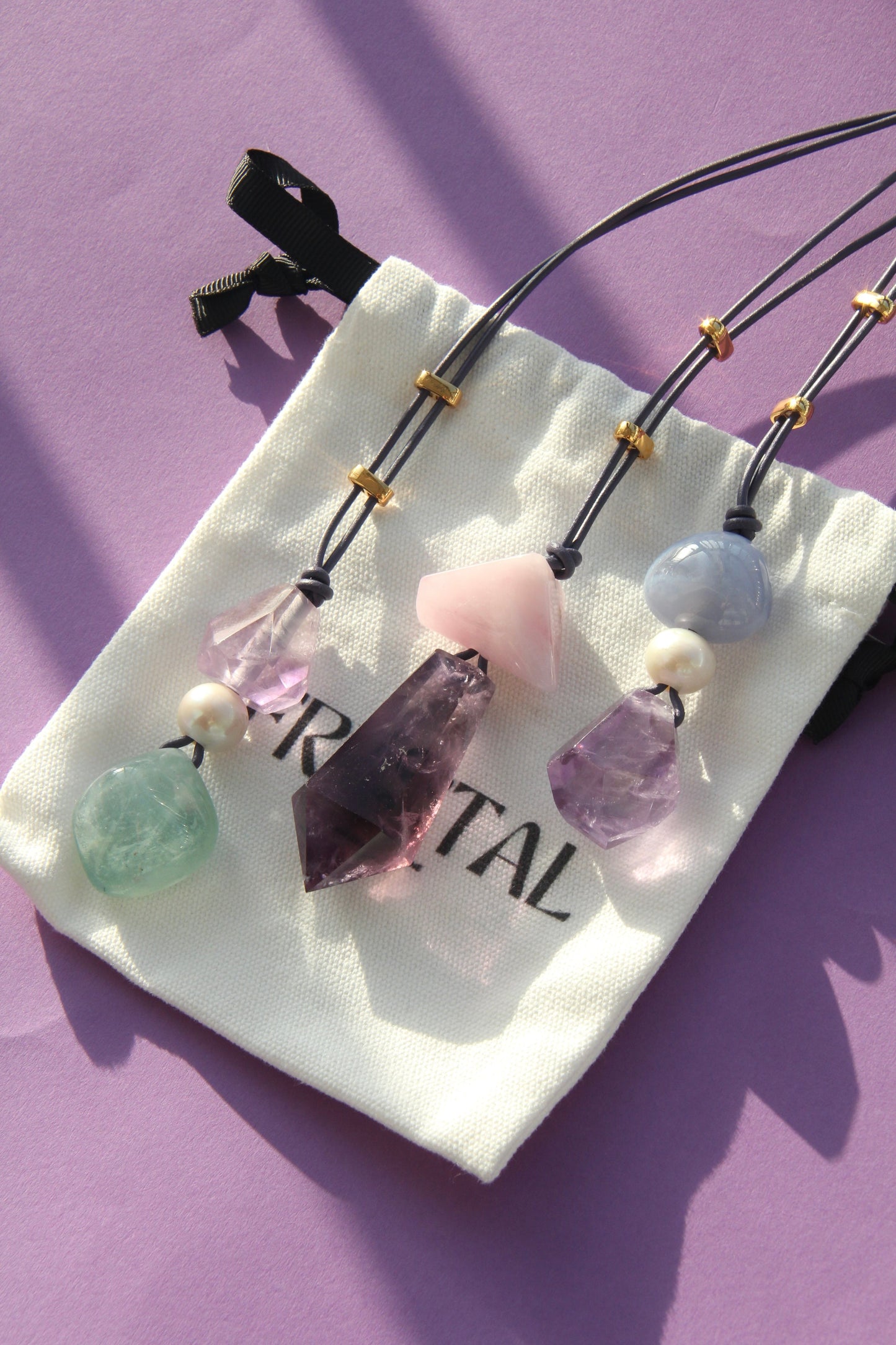Pendant: amethyst, pearl, morganite