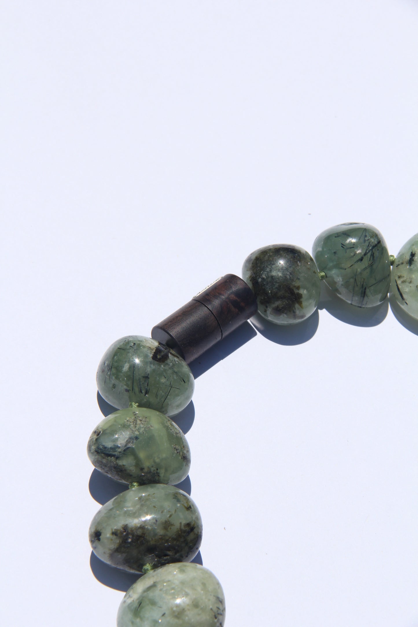 Necklace: prehnite, quartz