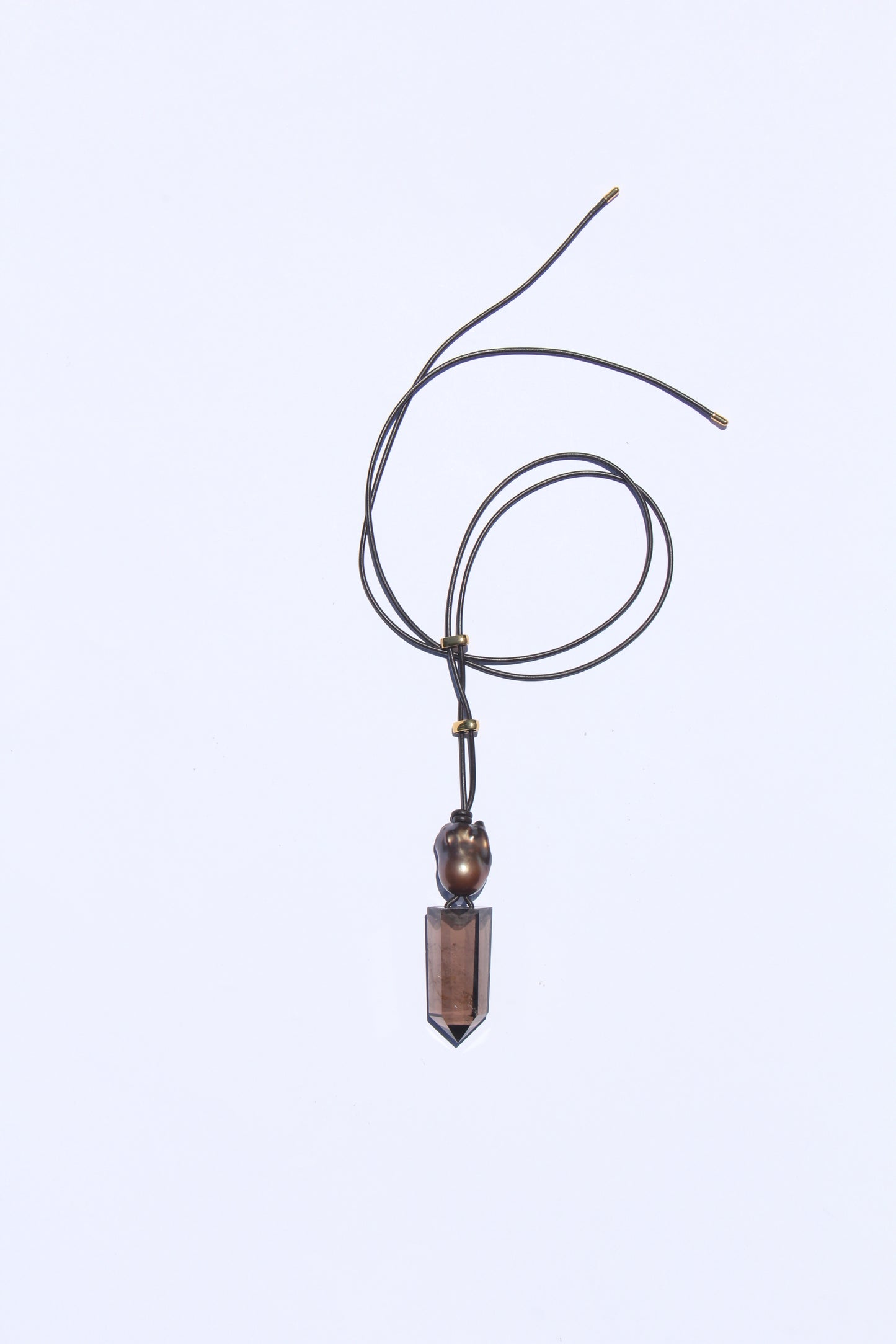 Pendant: pearl, smoky quartz
