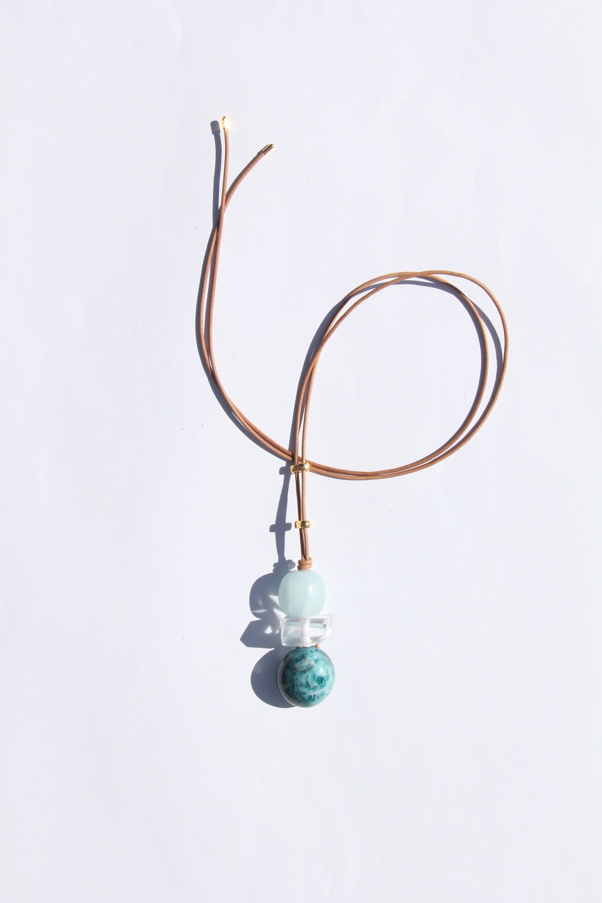 Necklace: aquamarine, quartz, blue apatite