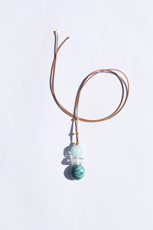 Necklace: aquamarine, quartz, blue apatite