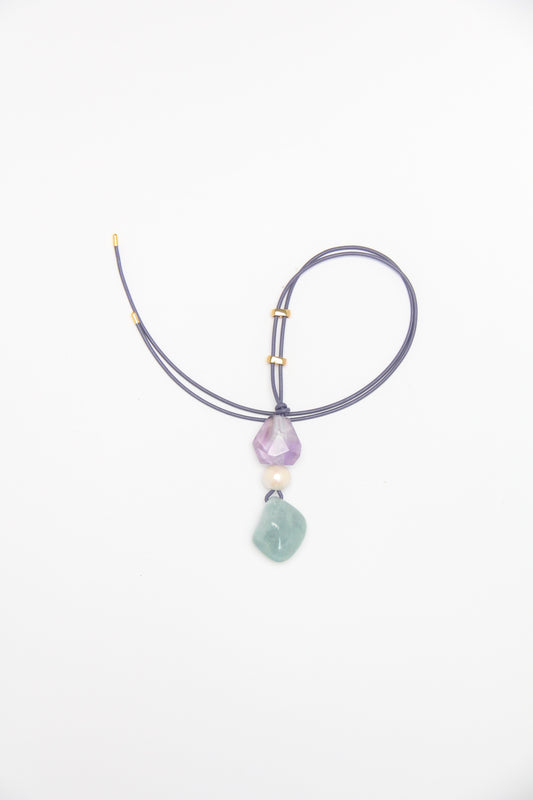 Pendant: amethyst, pearl, morganite
