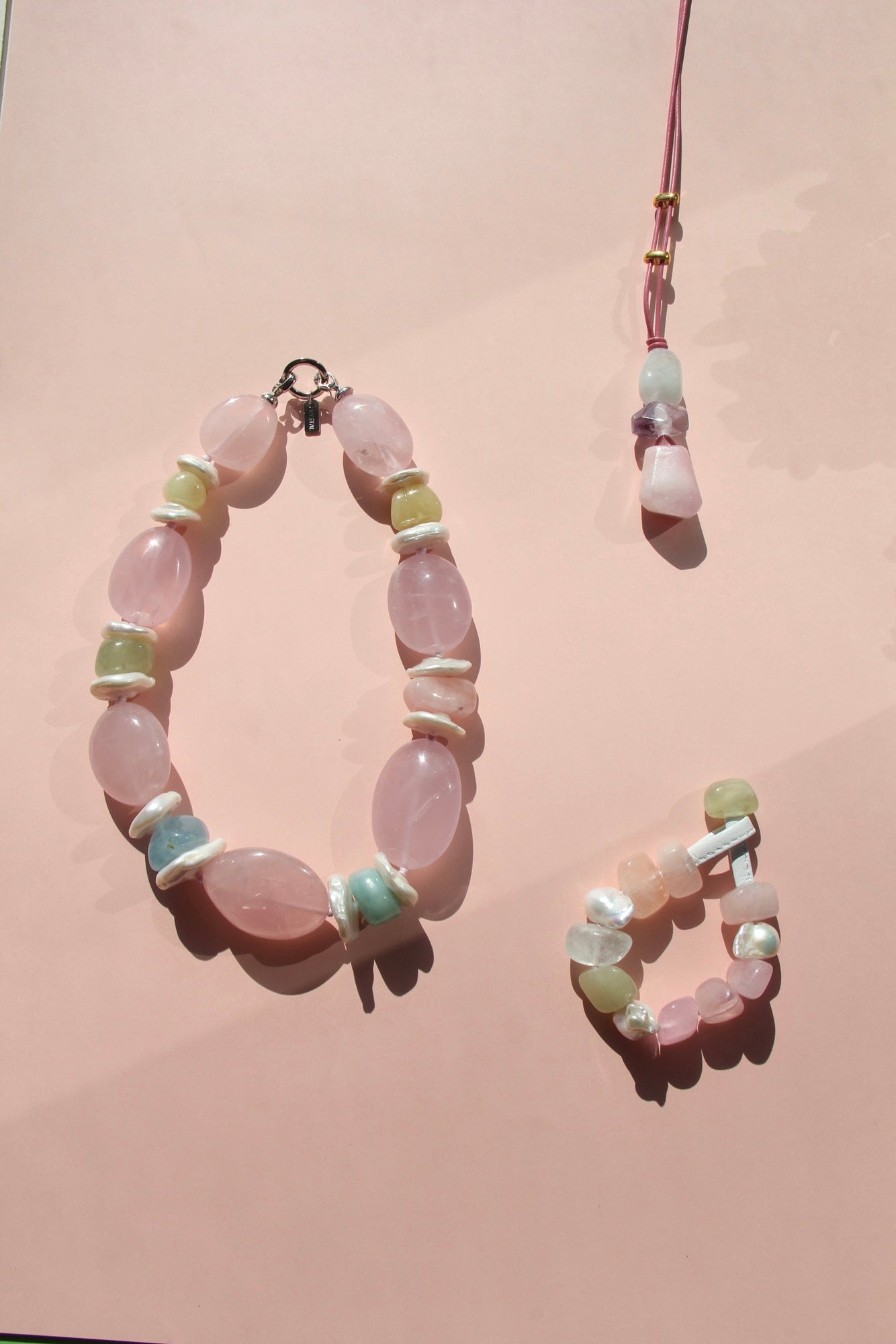 Pendant: morganite,amethyst