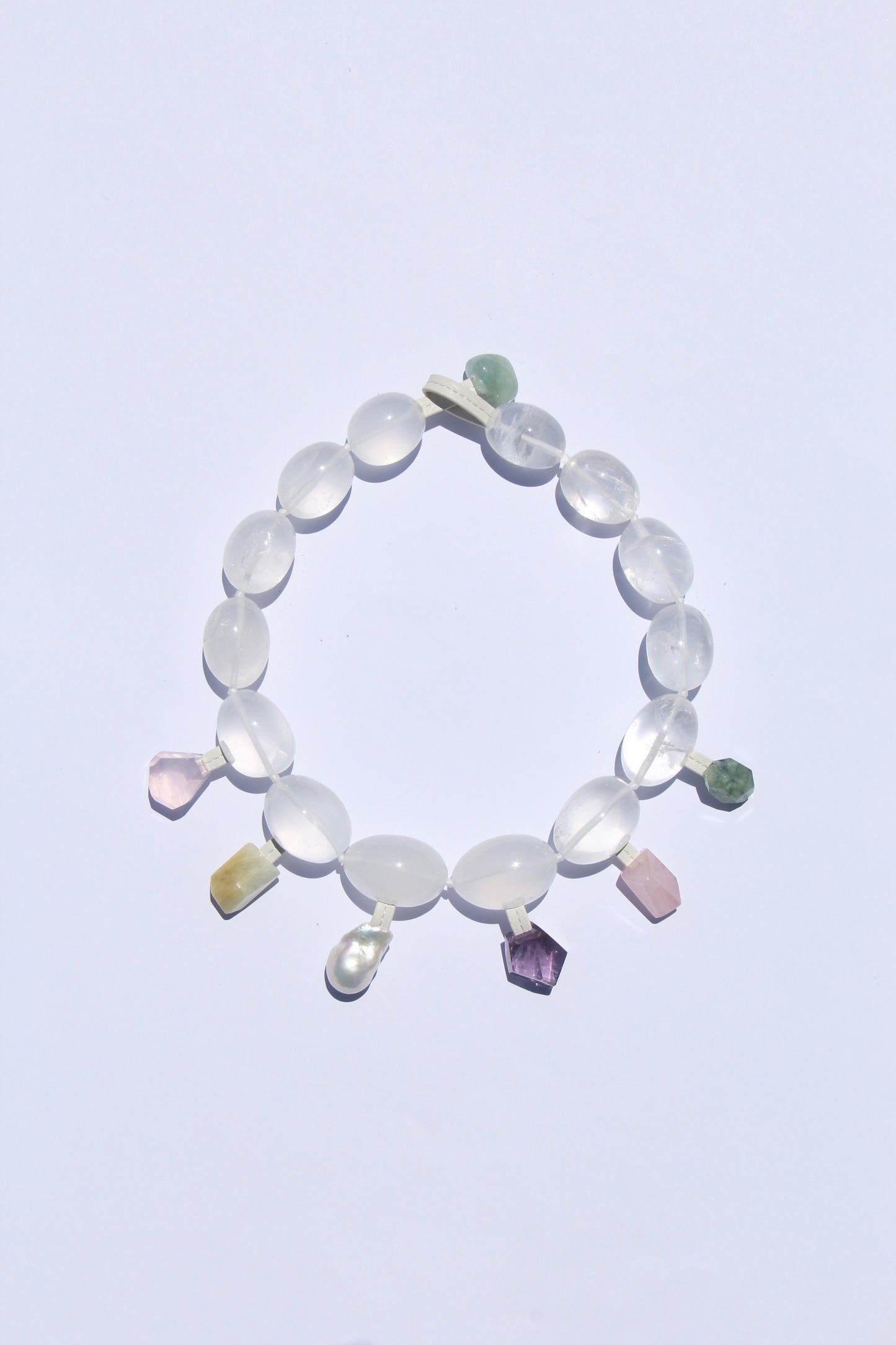 Charms: quartz, morganite, pearl, amethyst