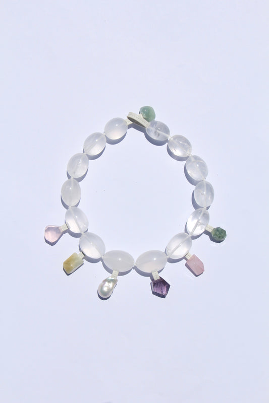 Charms: quartz, morganite, pearl, amethyst