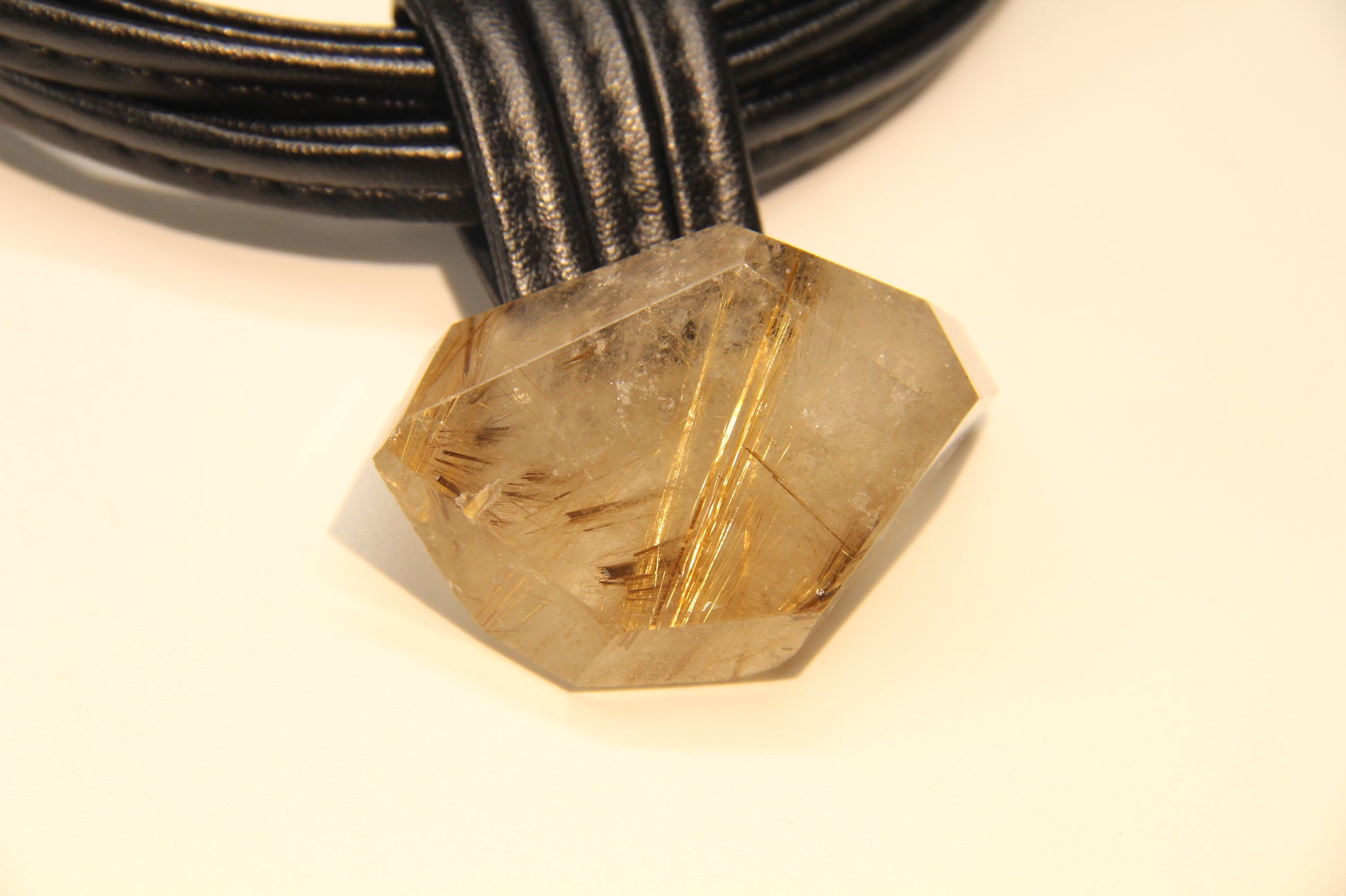 Chunky Crystal Necklace/Chunky Statement Necklace: golden hair rutilated quartz