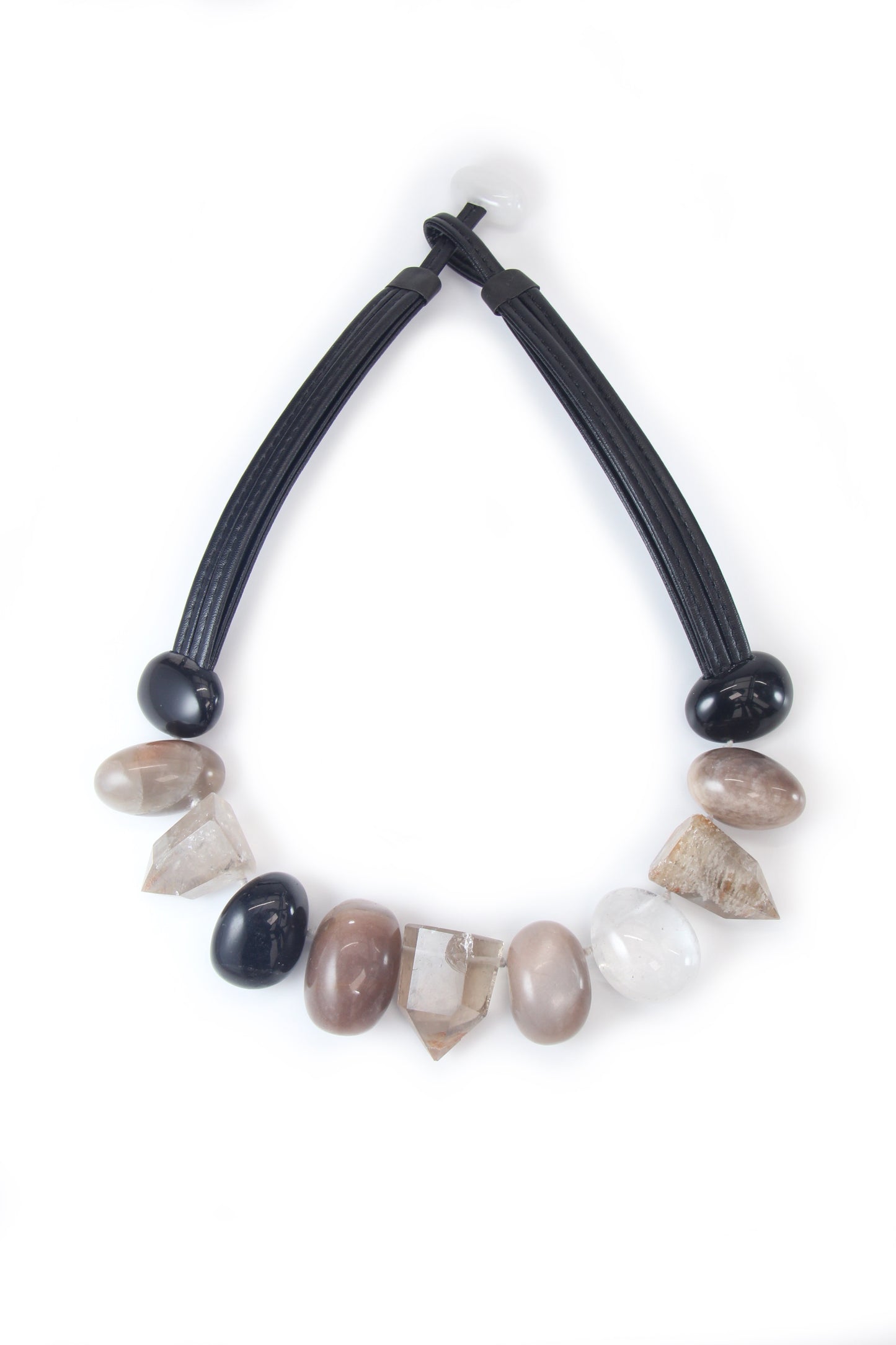 necklace: sunstone, phantom crystals, obsidian, white crystal