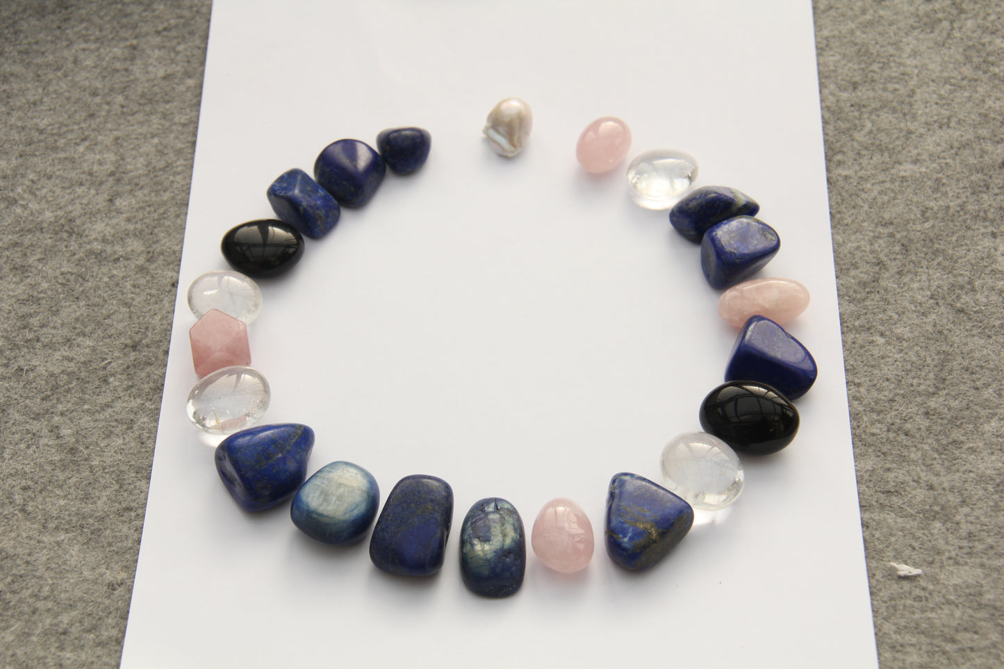 Chunky Crystal Necklace/Chunky Statement Necklace: Kyanite, lapis lazuli, rose quartz, pearl, white crystal