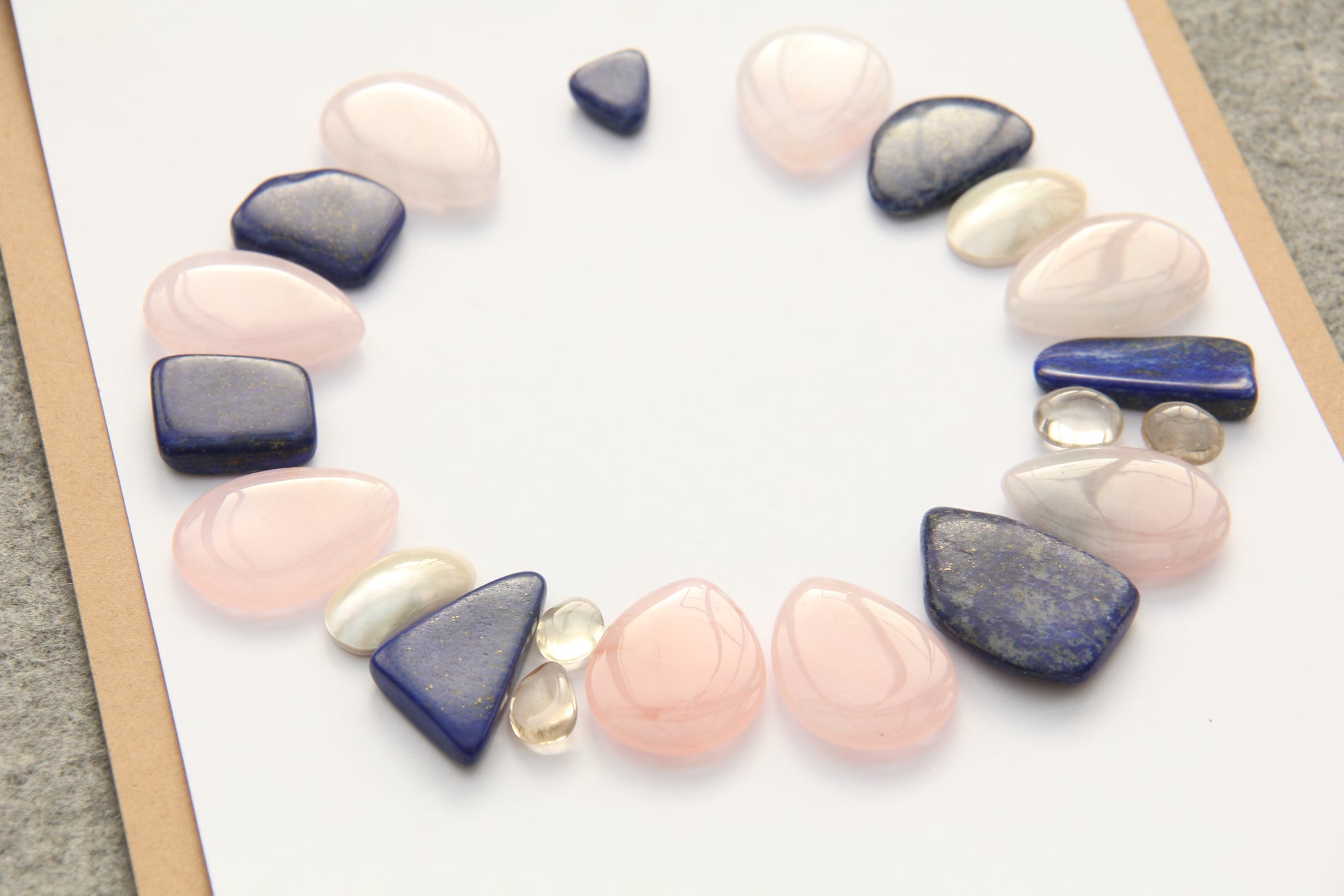 Chunky Crystal Necklace/Chunky Statement Necklace: rose quartz, lapis lazuli, mabe pearls, citrine