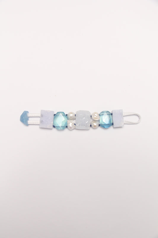 Bracelet: aquamarine, blue lace agate, pearls