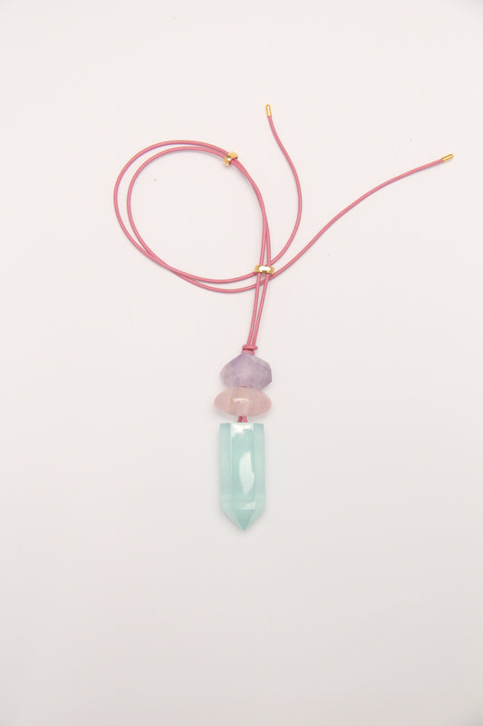 Pendant: amethyst, rose quartz, aquamarine