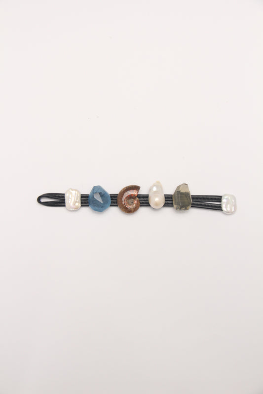 Bracelet: aquamarine, ammonite, pearl, citrine