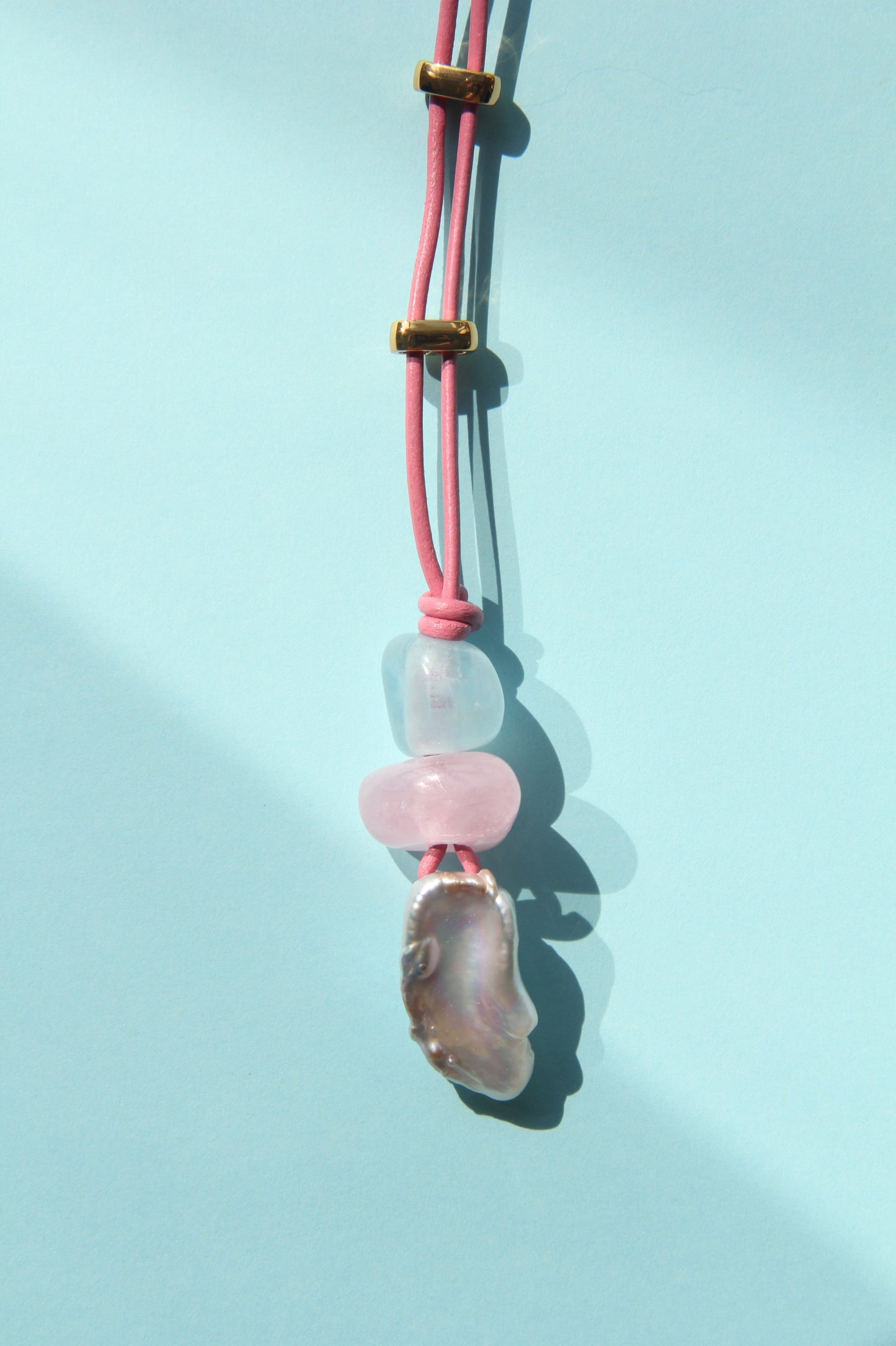 Pendant: morganite, pearl