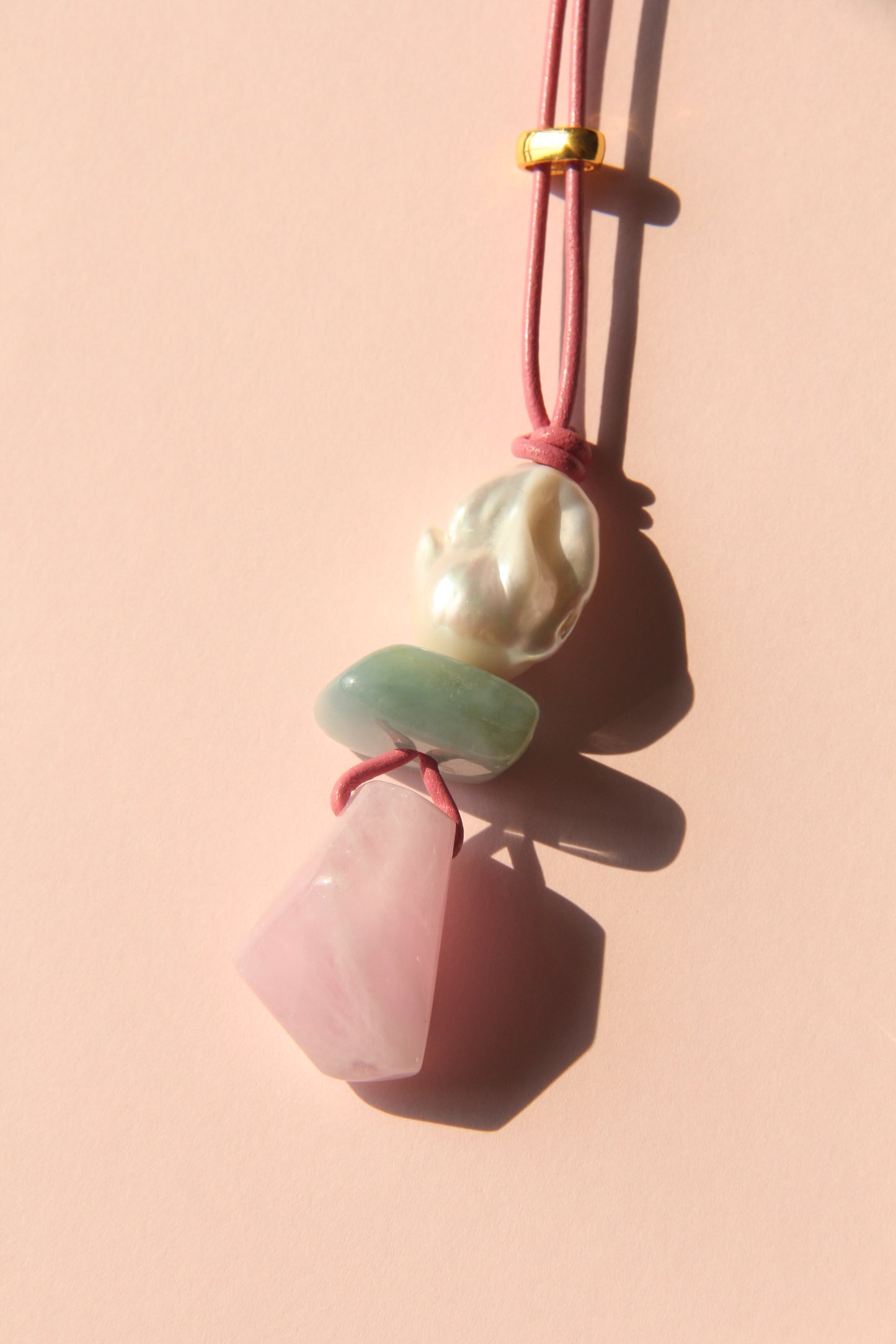 Pendant: pearl, morganite