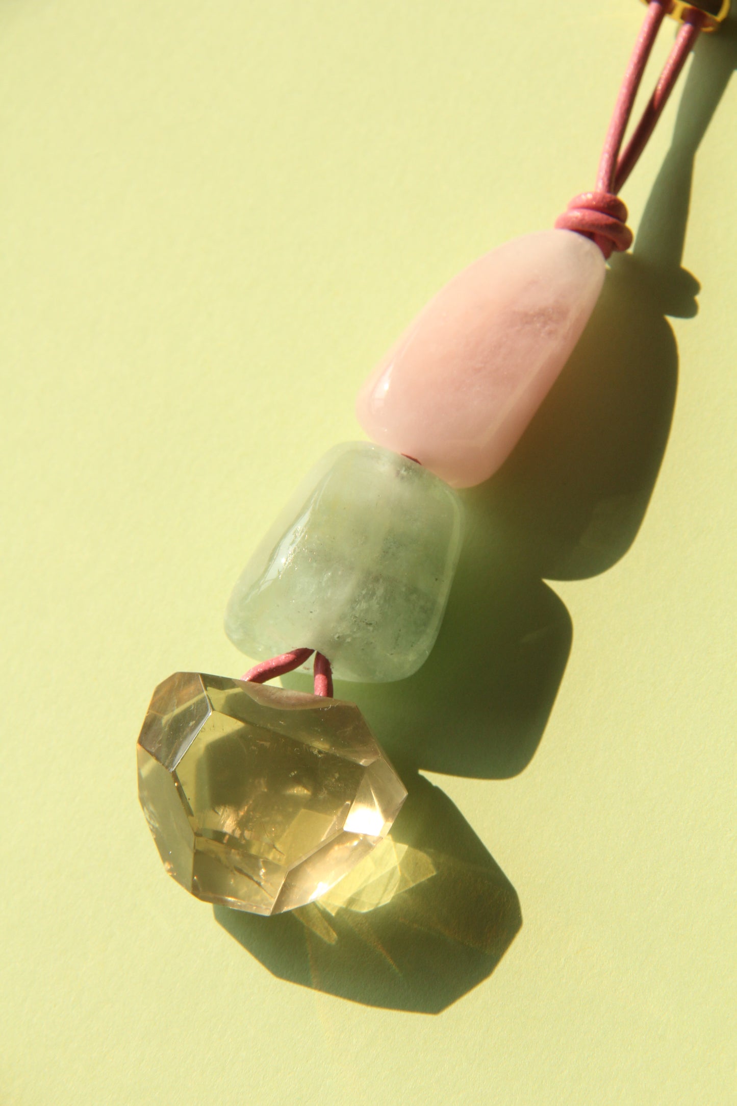 Pendant: morganite, citrine