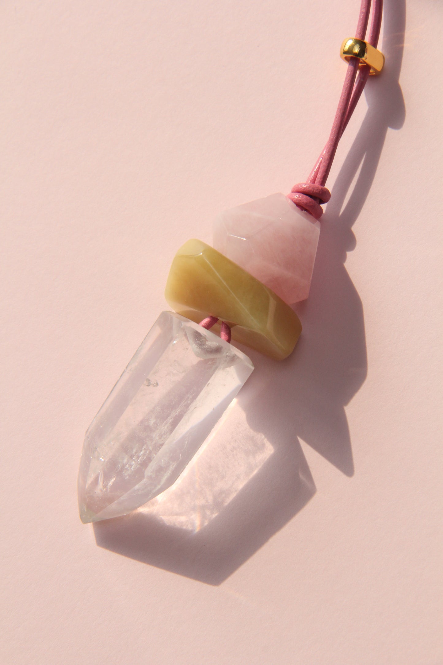 Pendant: morganite, quartz