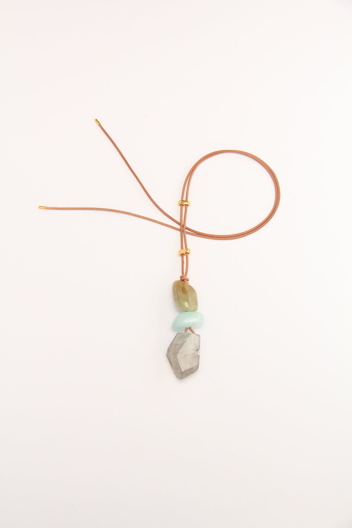 Pendant: morganite, phantom quartz