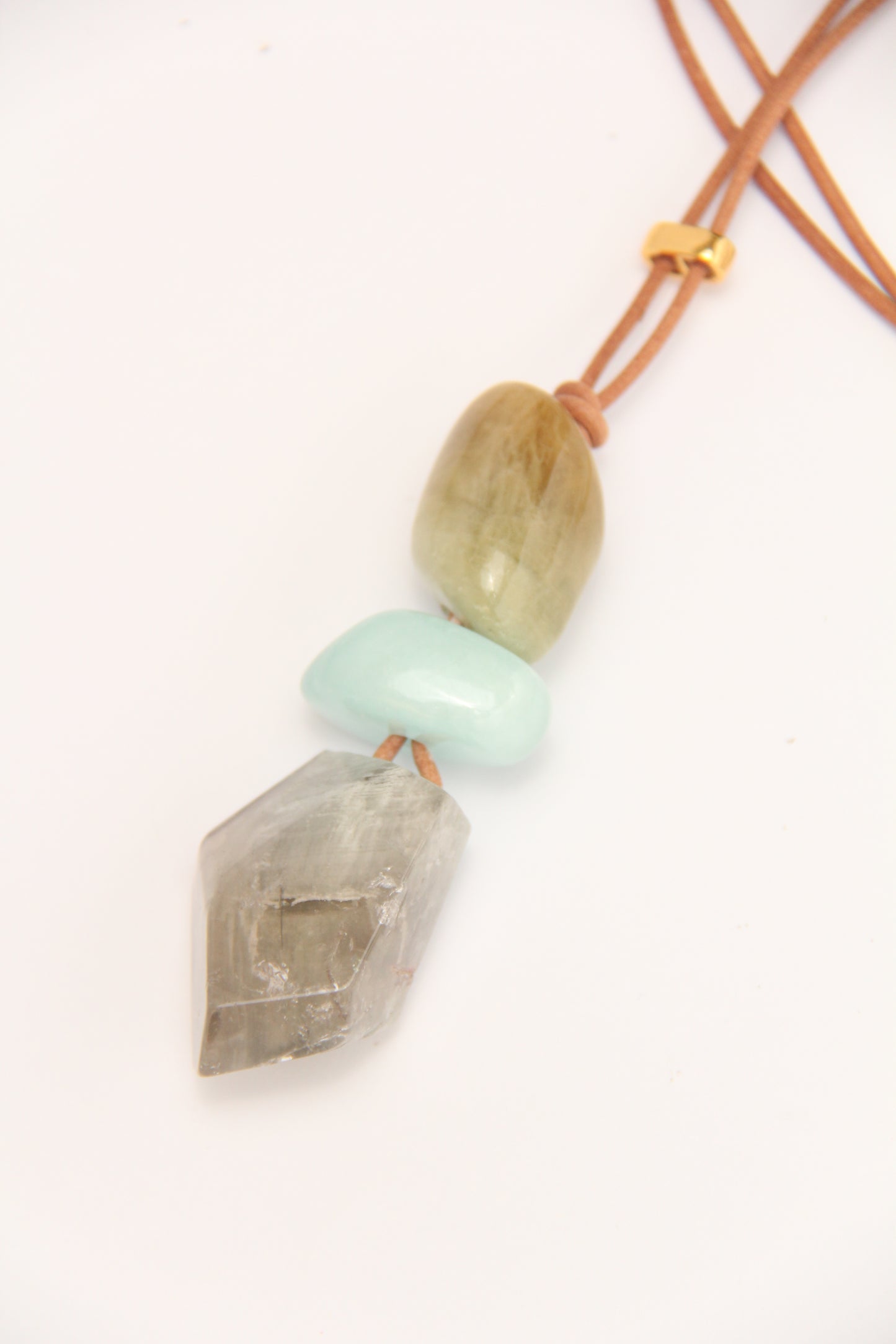 Pendant: morganite, phantom quartz