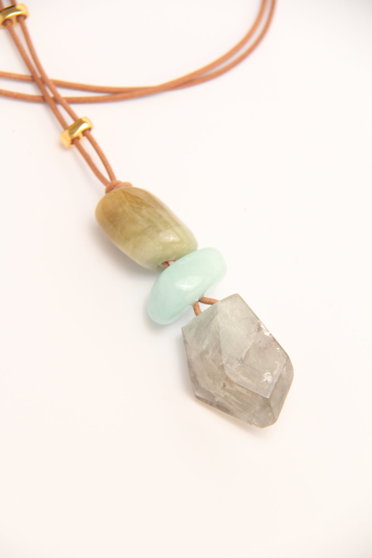 Pendant: morganite, phantom quartz