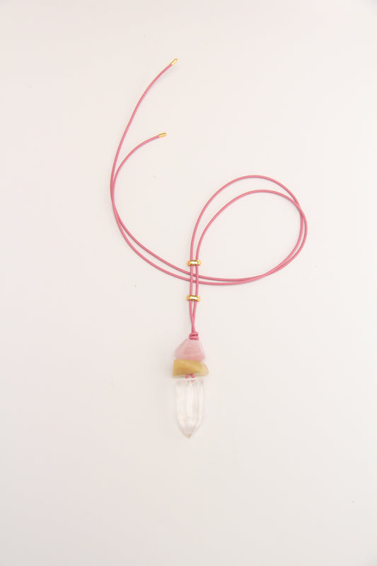 Pendant: morganite, quartz