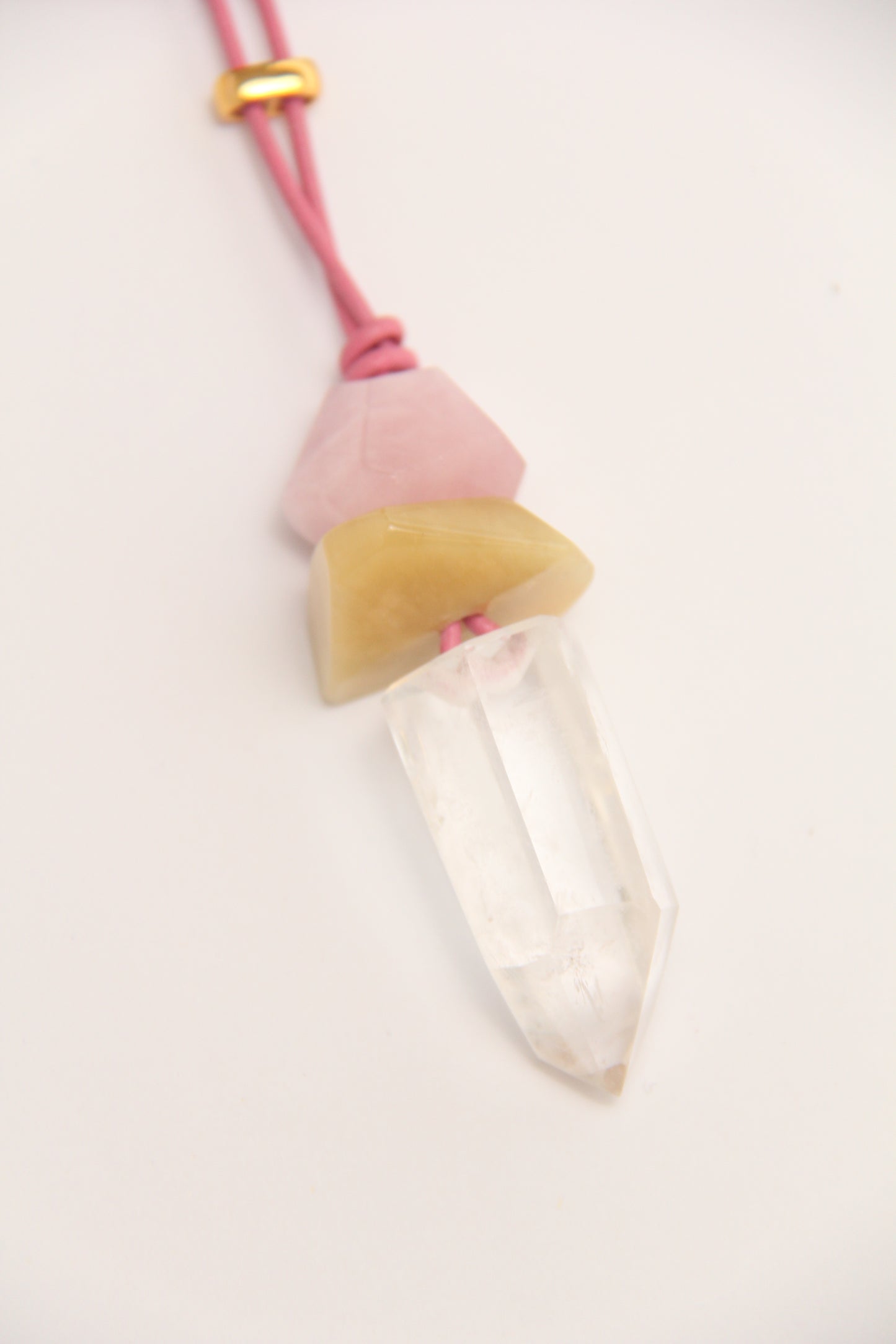 Pendant: morganite, quartz