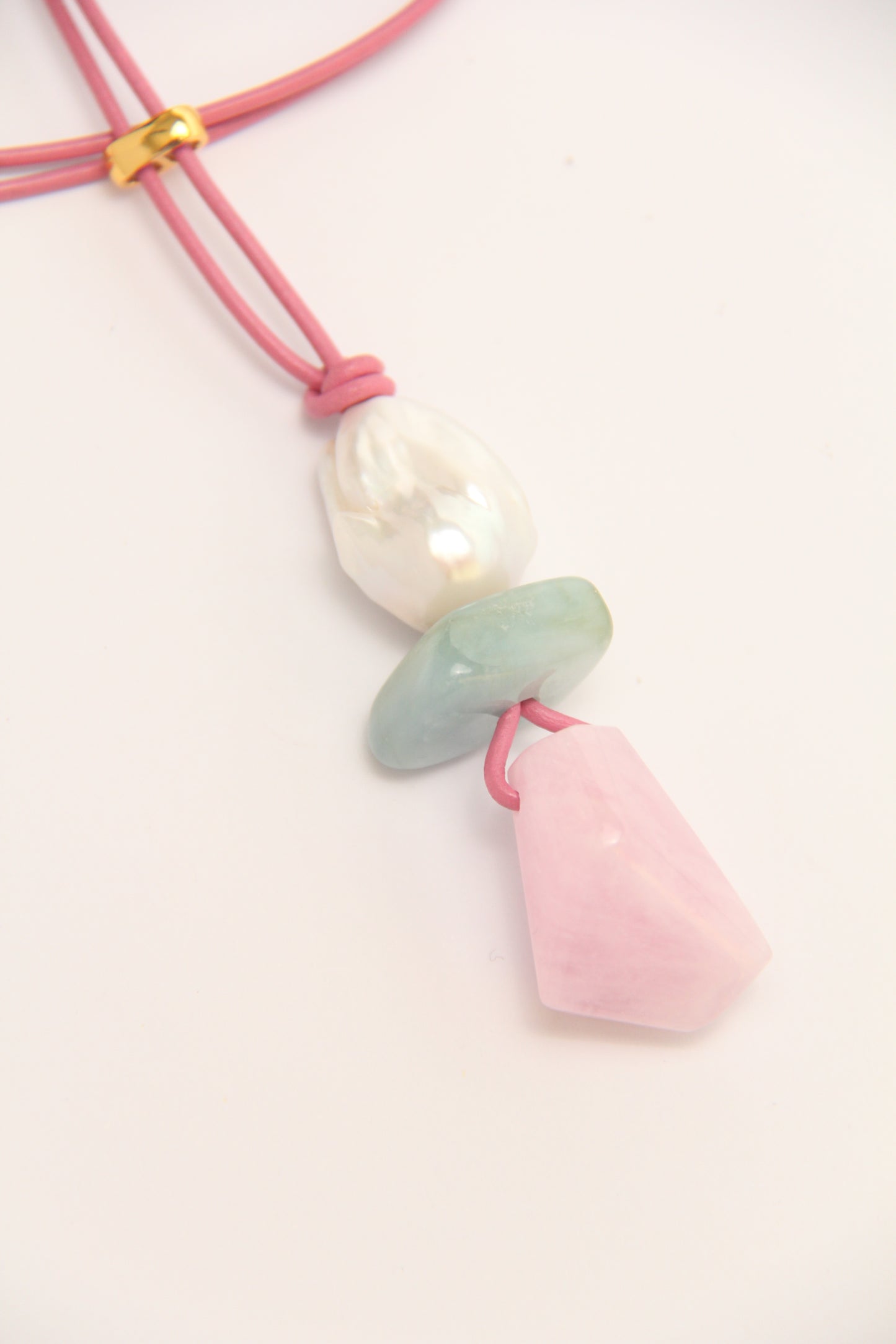 Pendant: pearl, morganite