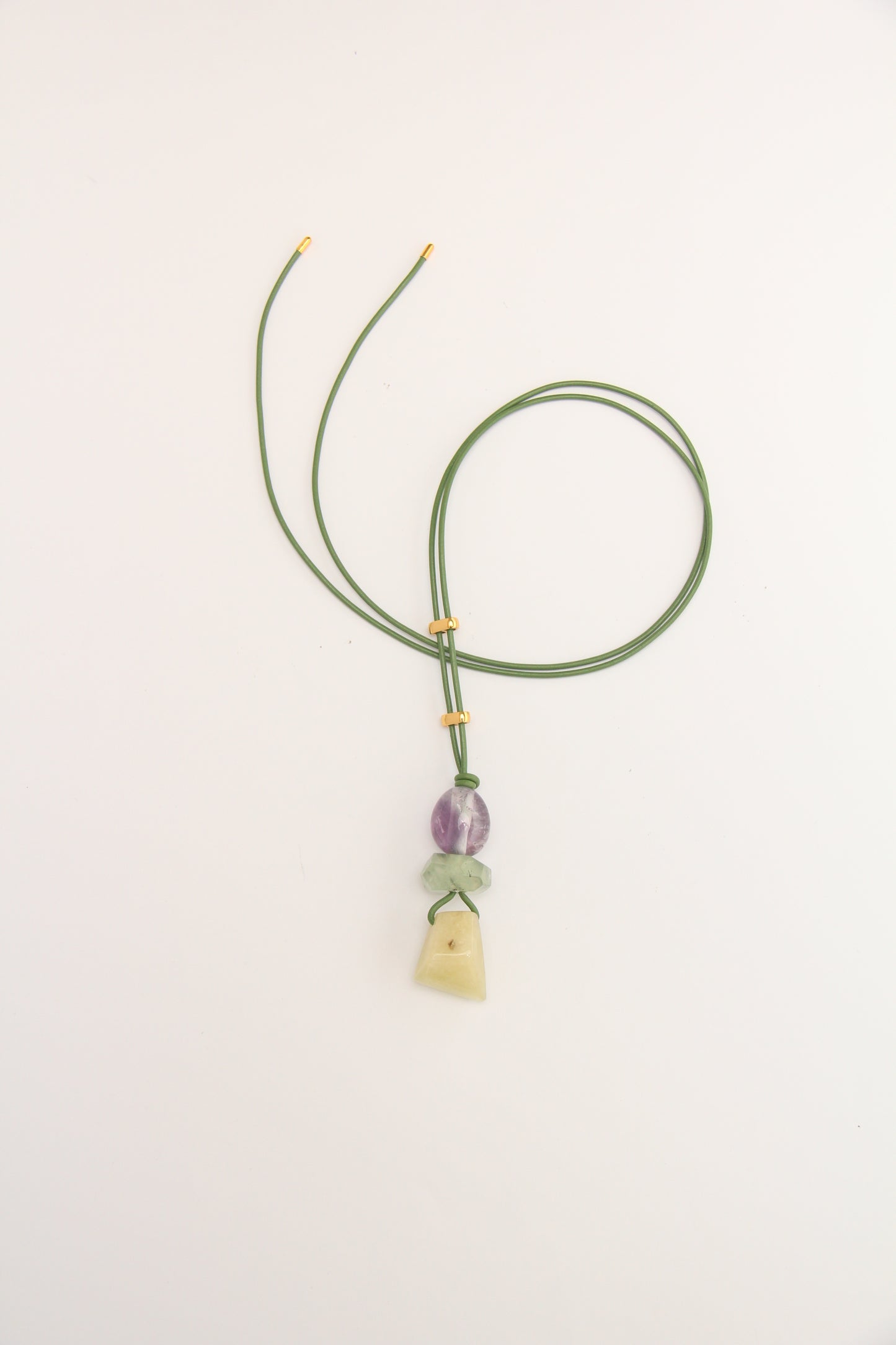 Pendant: amethyst, prehnite, morganite