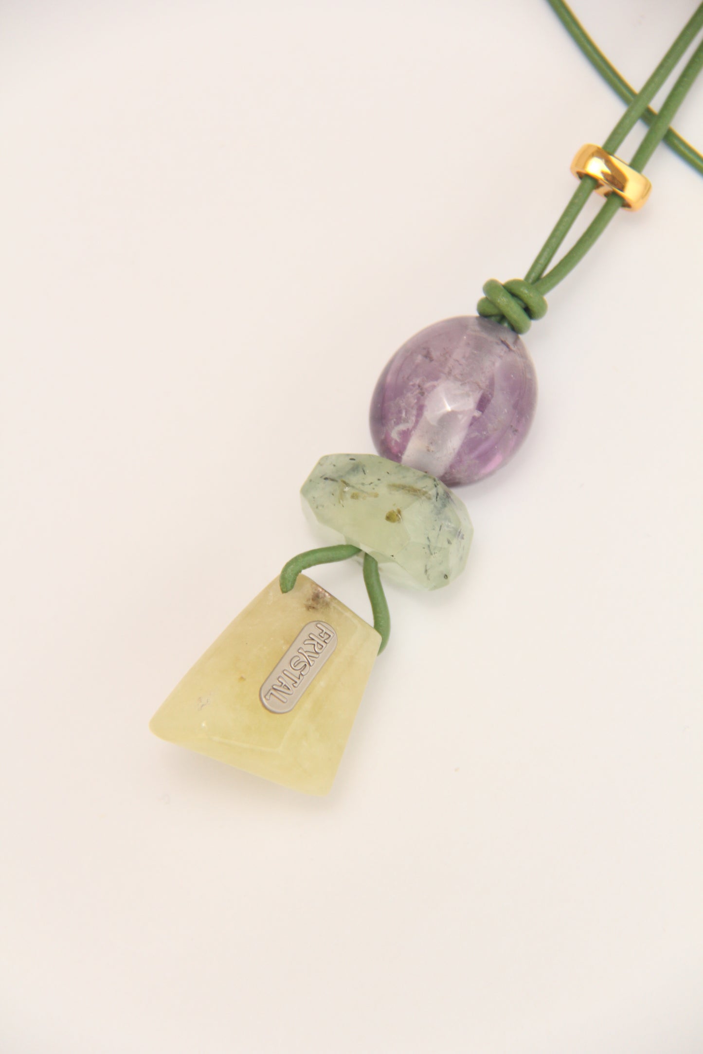 Pendant: amethyst, prehnite, morganite