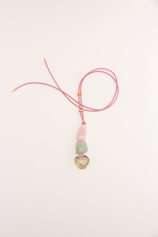 Pendant: morganite, citrine