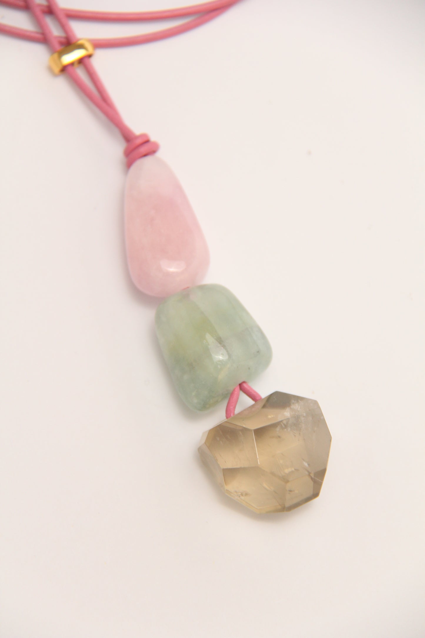 Pendant: morganite, citrine