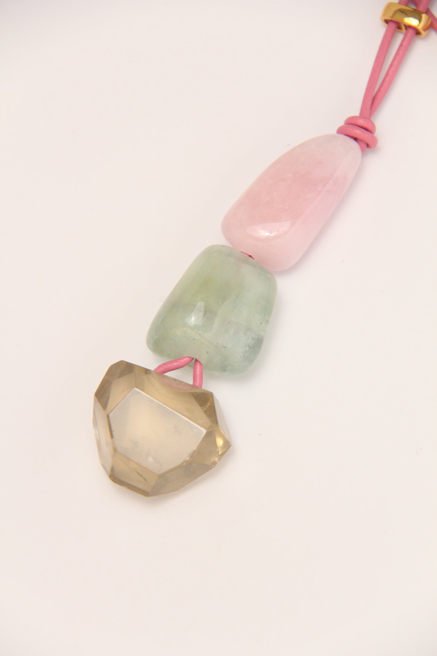 Pendant: morganite, citrine