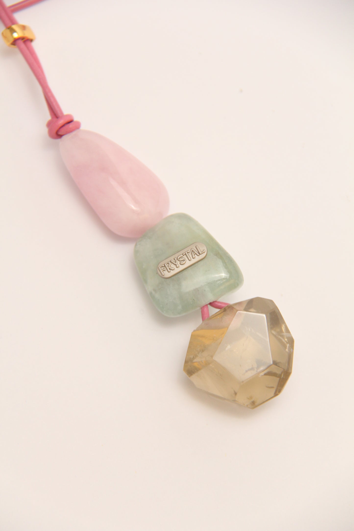 Pendant: morganite, citrine