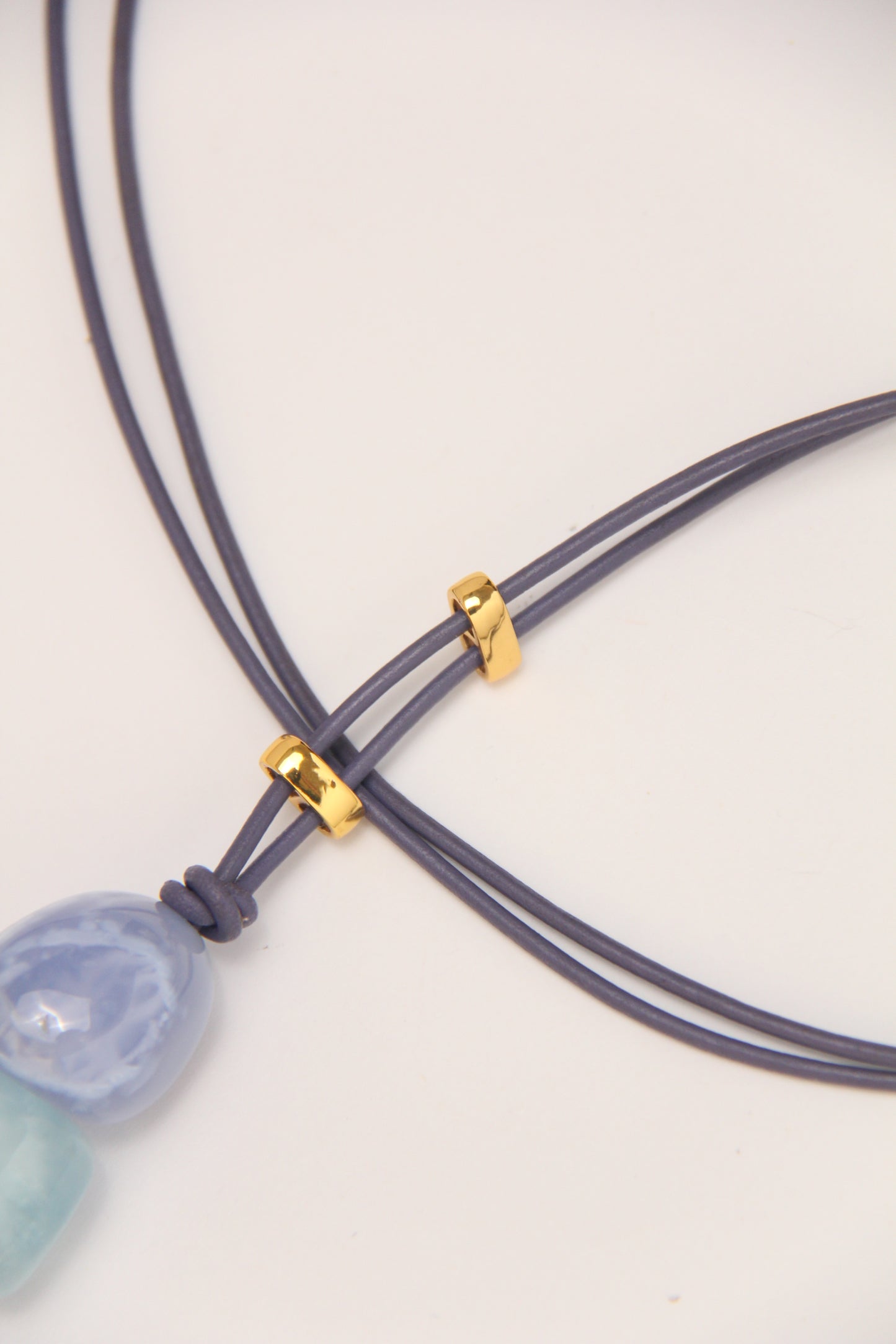 Pendant: blue lace agate, morganite, amethyst