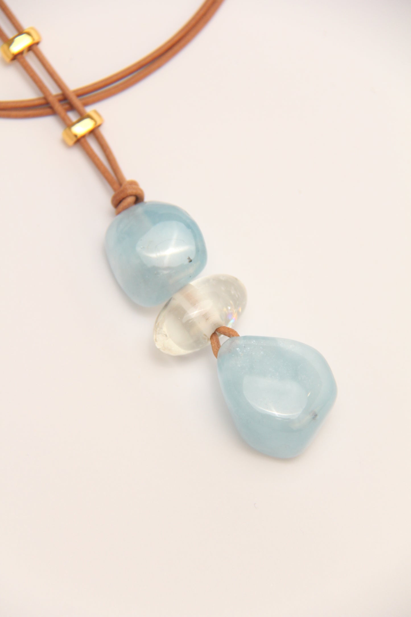 Pendant: morganite, citrine