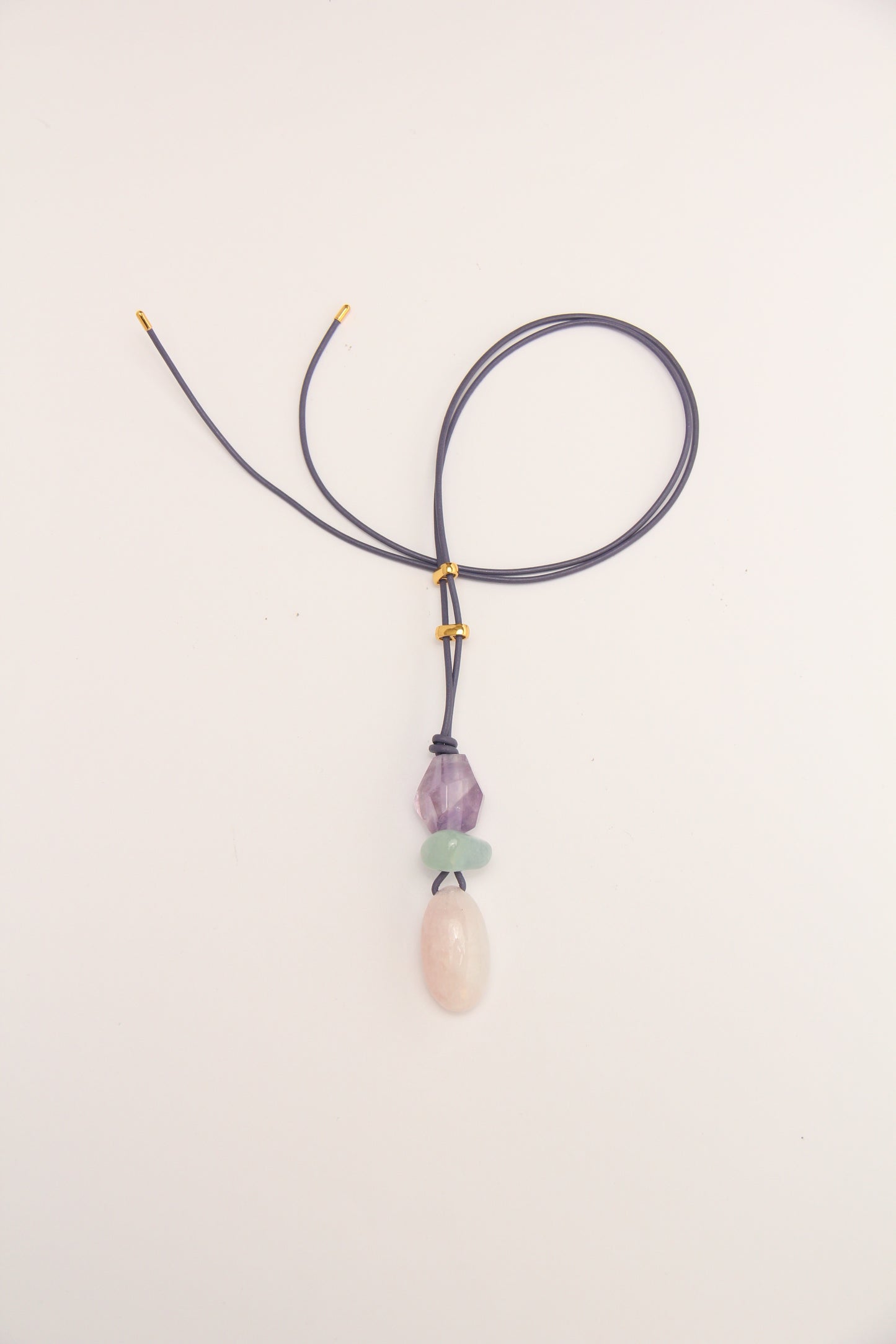 Pendant: amethyst, prehnite, morganite