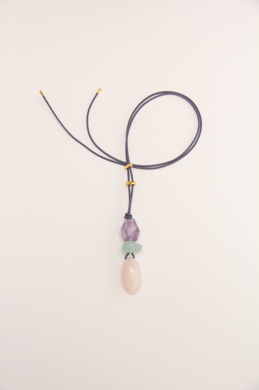 Pendant: amethyst, prehnite, morganite