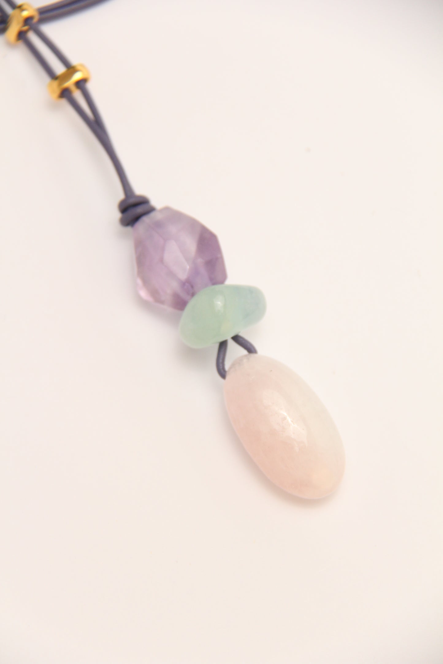 Pendant: amethyst, prehnite, morganite
