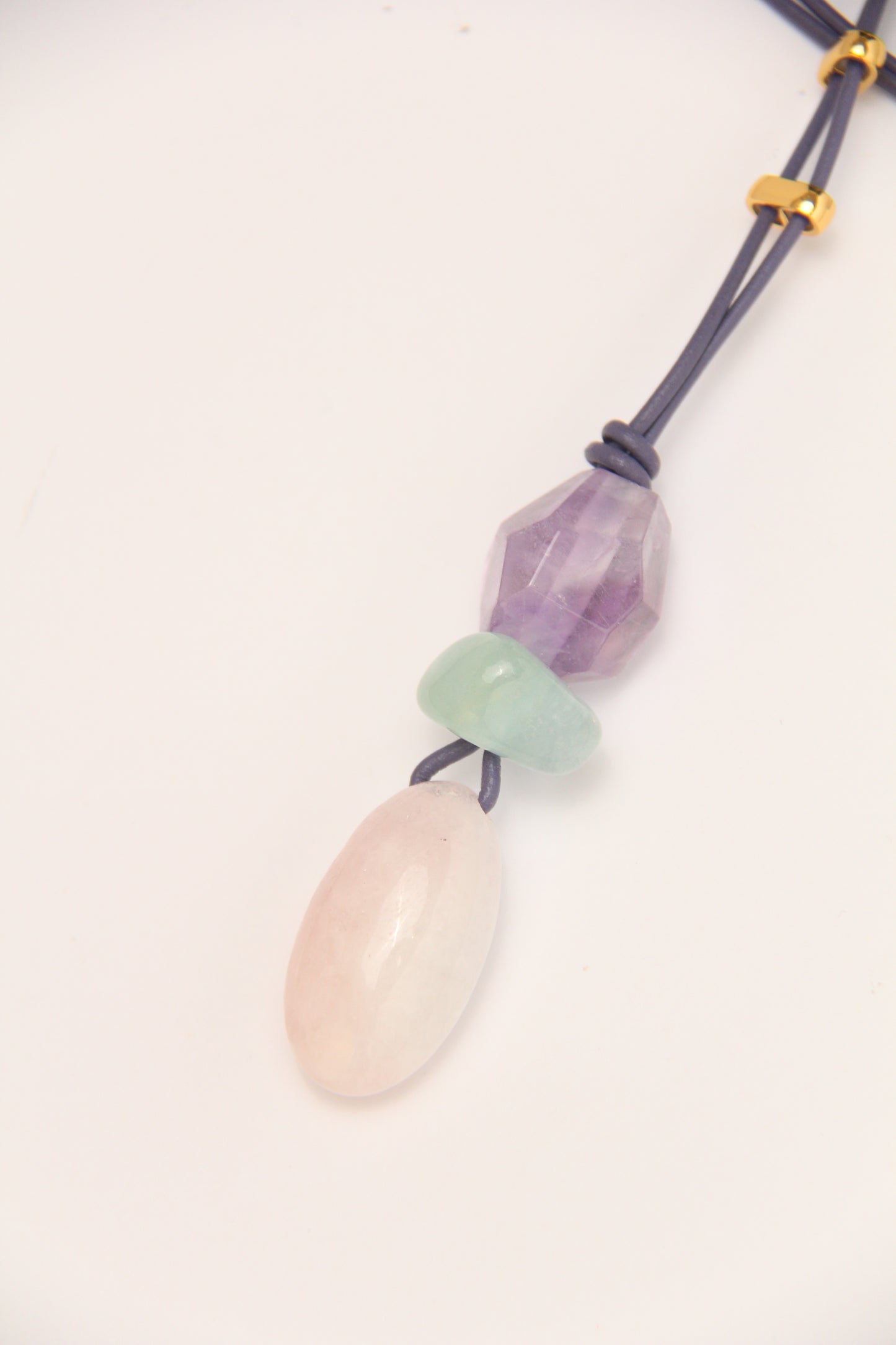 Pendant: amethyst, prehnite, morganite